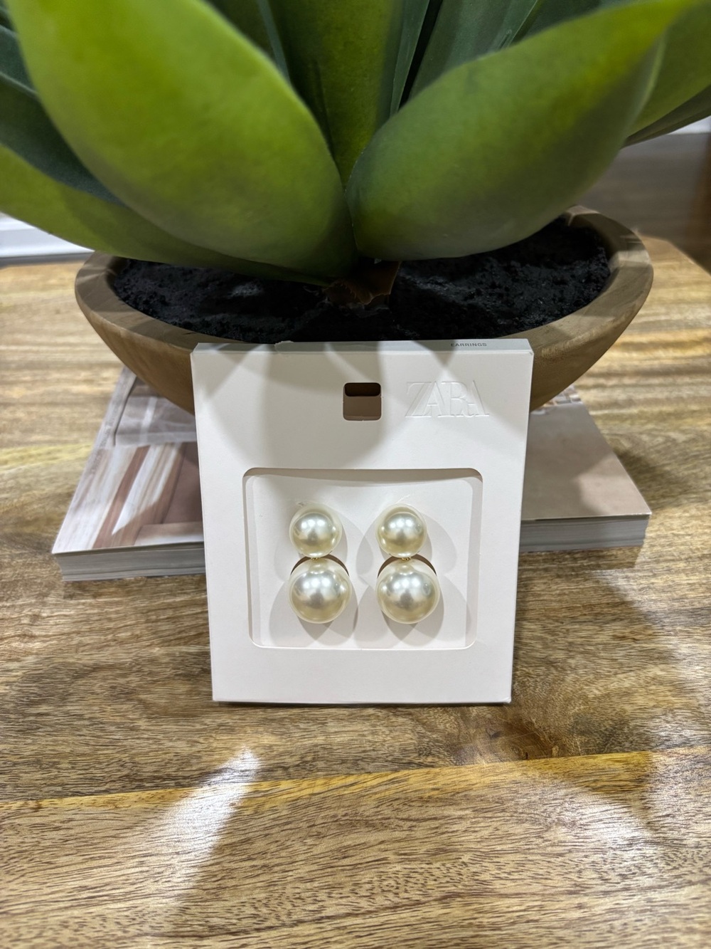 Zara Double Faux  Pearl Stud Earrings